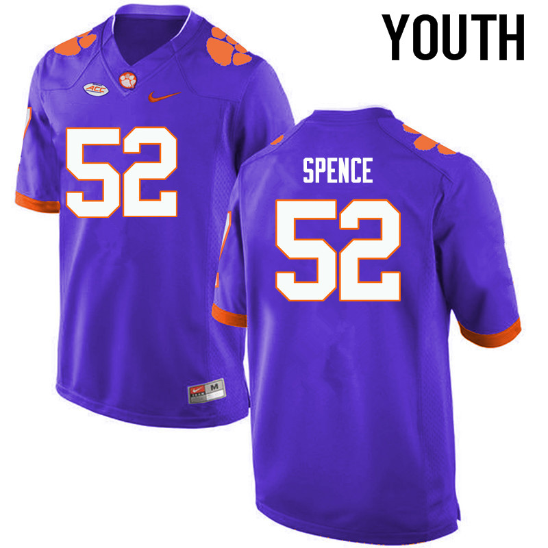 Youth Clemson Tigers #52 Austin Spence College Football Jerseys-Purple - Click Image to Close